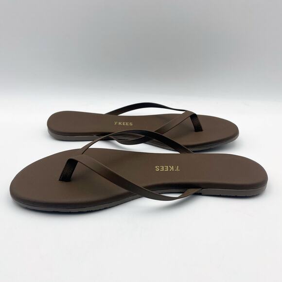TKEES Womens Lily Square Toe Flip Flop Sandals US 5 B EU 36 Brown Leather NWOB - Picture 9 of 15